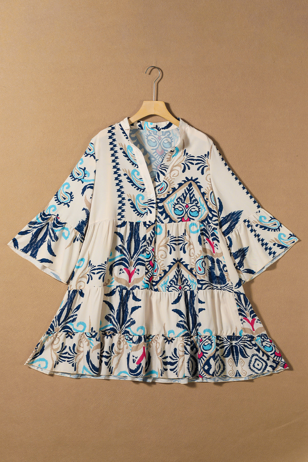 Beige Tribal Print Dress