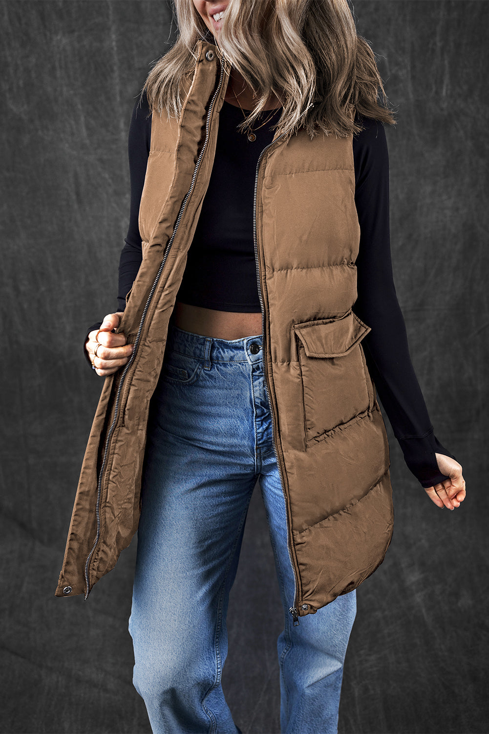 Black WindproofPuffer Vest