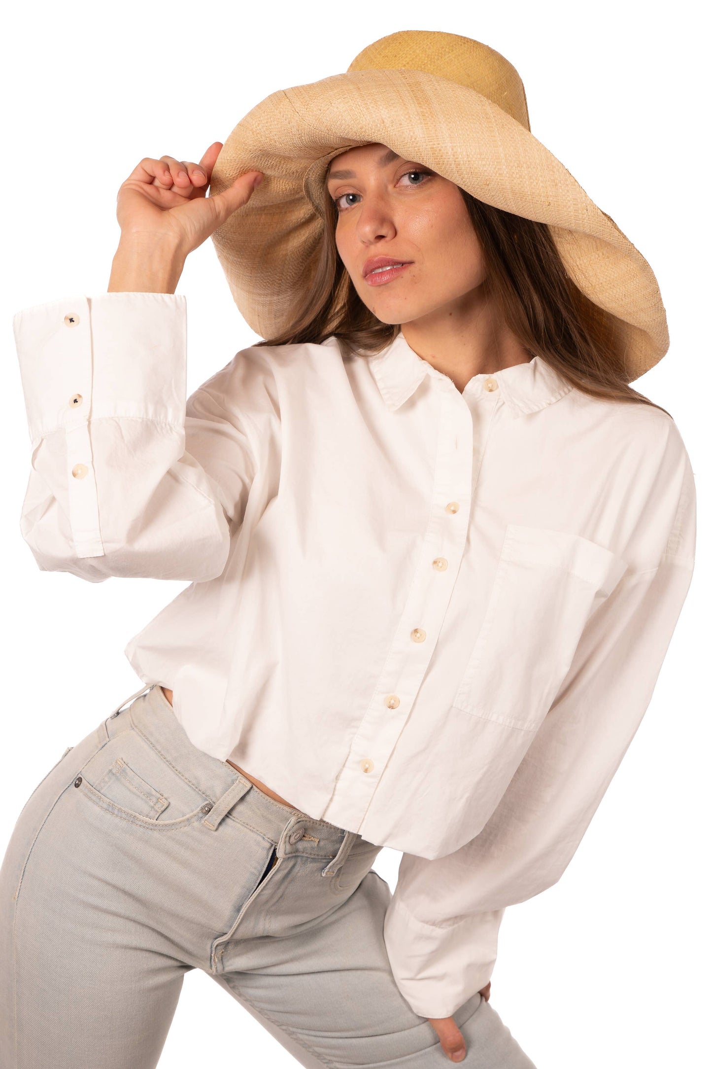 5" & 7" Wide Brim Two Tone Packable Straw Sun Hats