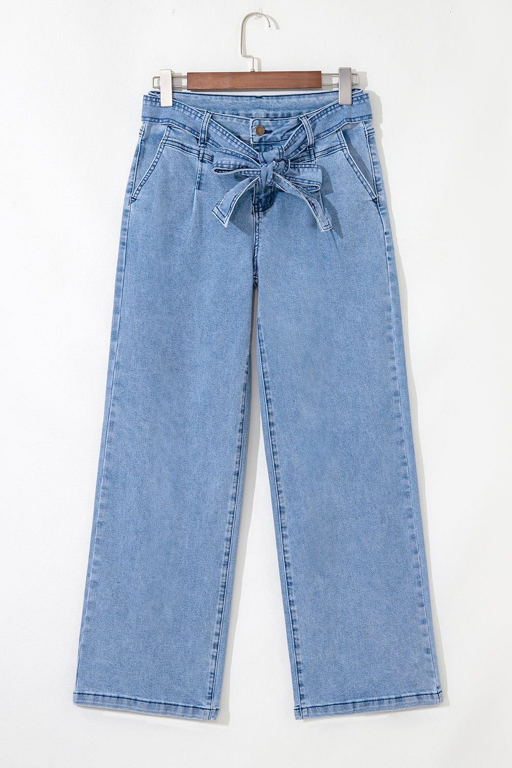 Vintage Washed Wide Leg Jeans with belt