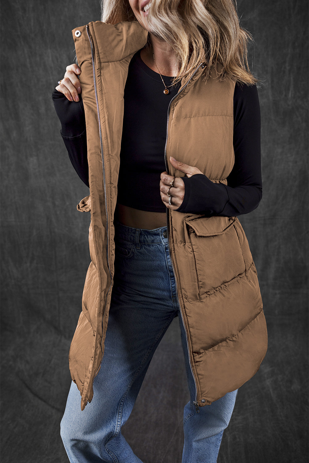 Black WindproofPuffer Vest