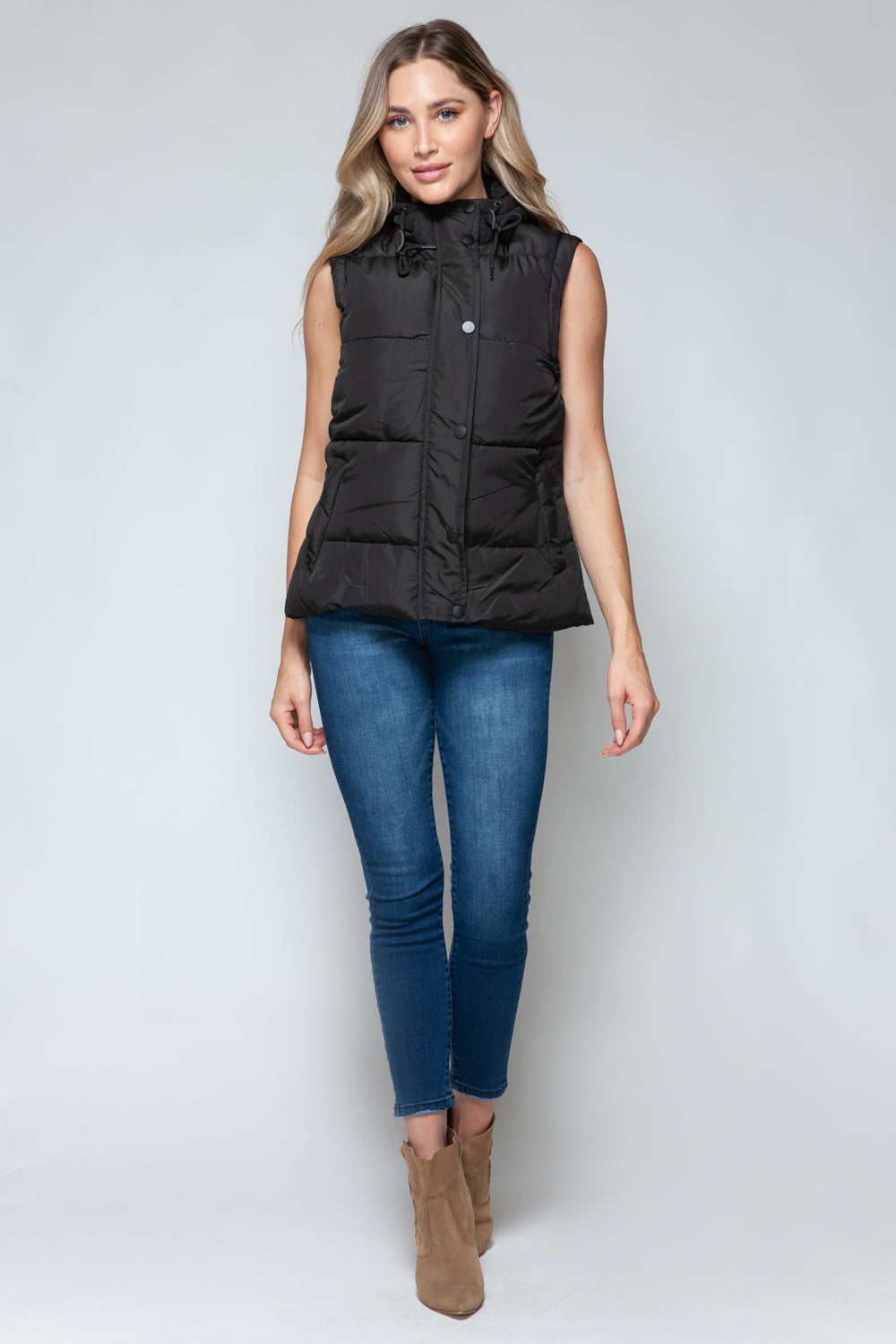 Snap and Zip Hooded Vest