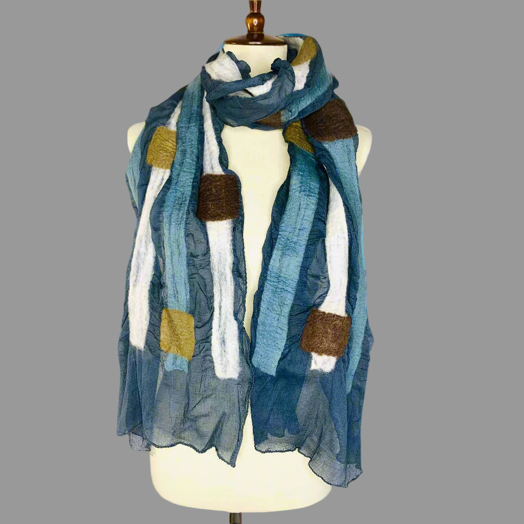 Squares & Stripes - Blue/Gray Scarf