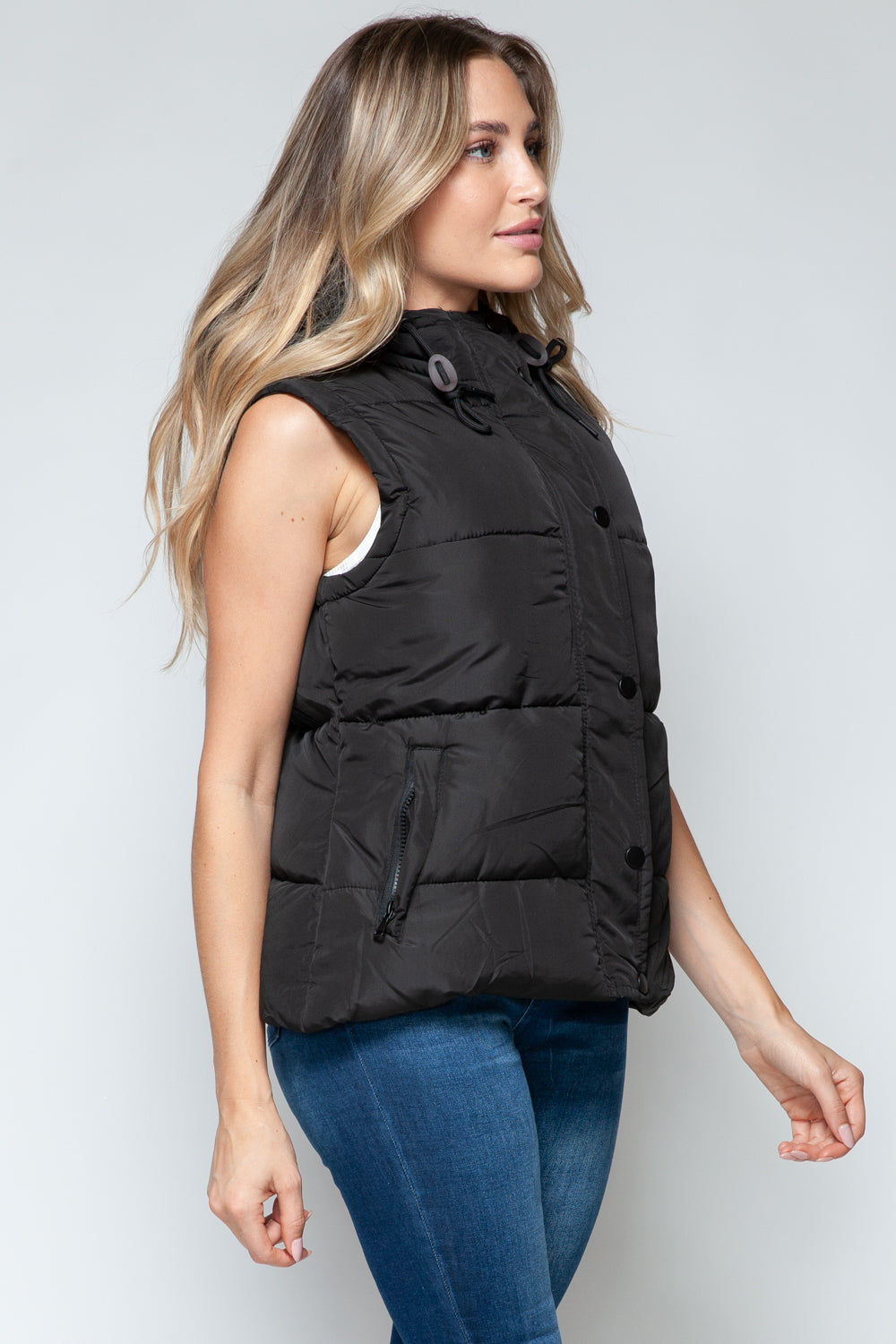Snap and Zip Hooded Vest