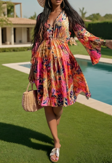 Soulful Orange Ruffled Hem Dress