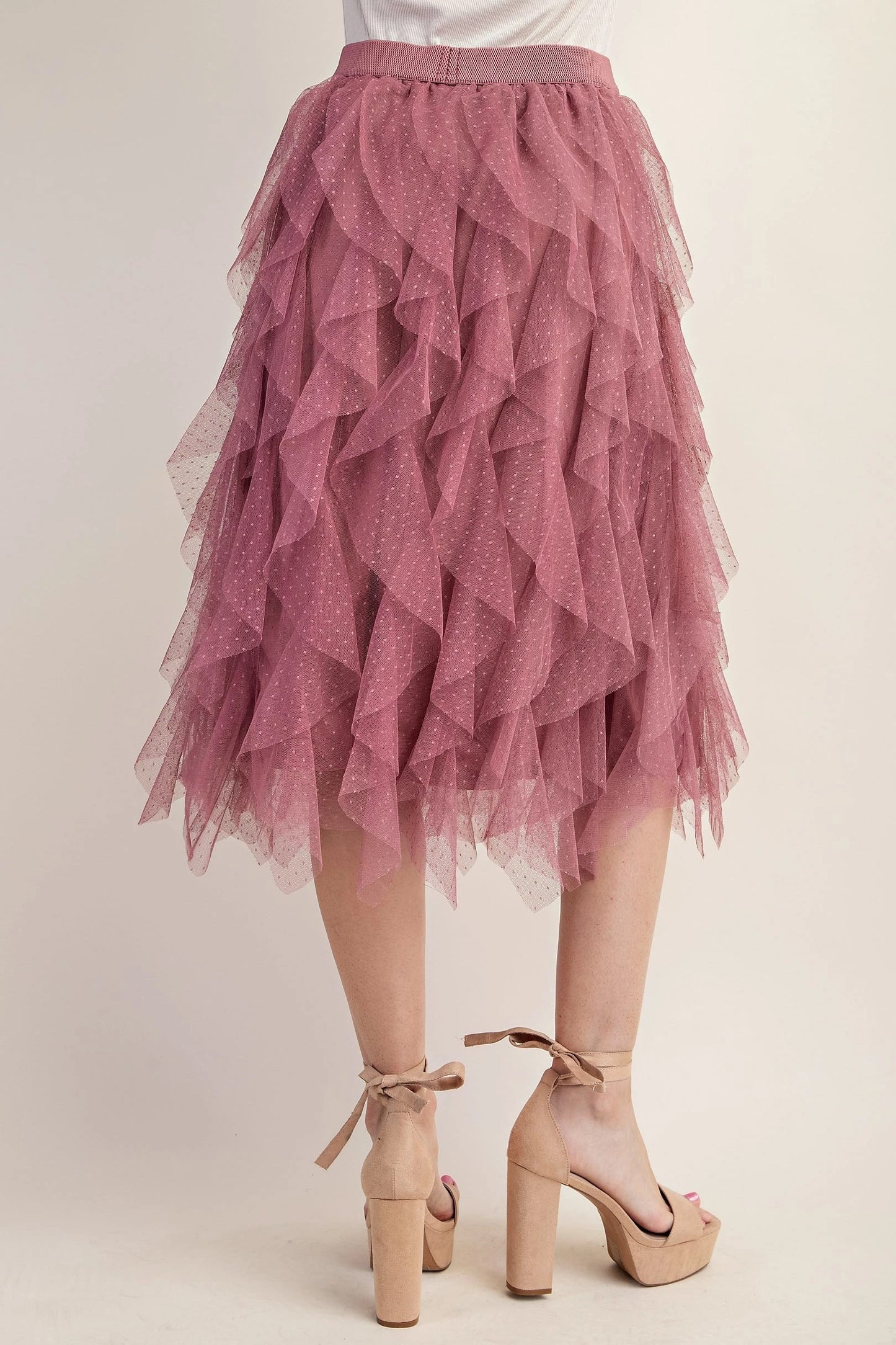 Pink Tulle Midi Skirt