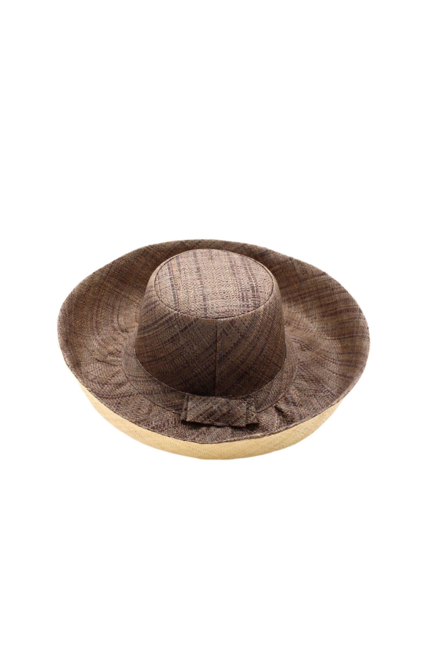 5" & 7" Wide Brim Two Tone Packable Straw Sun Hats