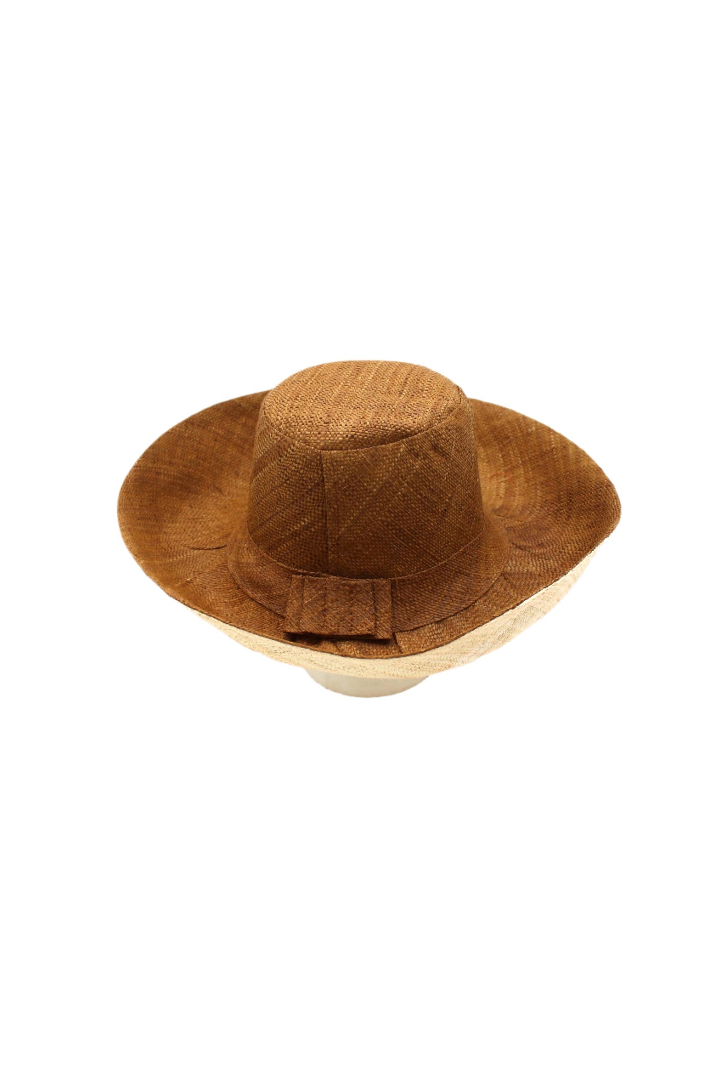5" & 7" Wide Brim Two Tone Packable Straw Sun Hats