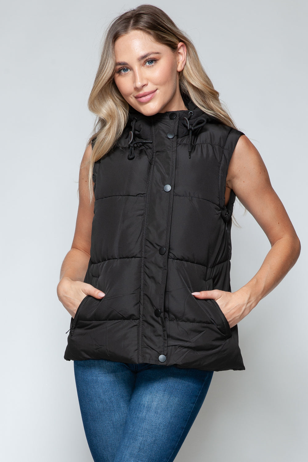 Snap and Zip Hooded Vest