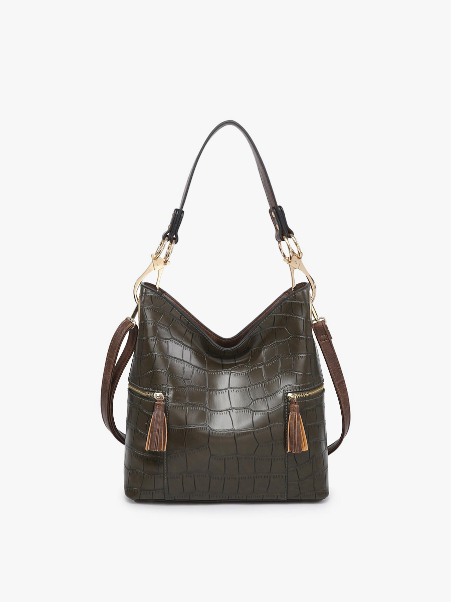 Rochelle Crocodile Print Hobo Bag