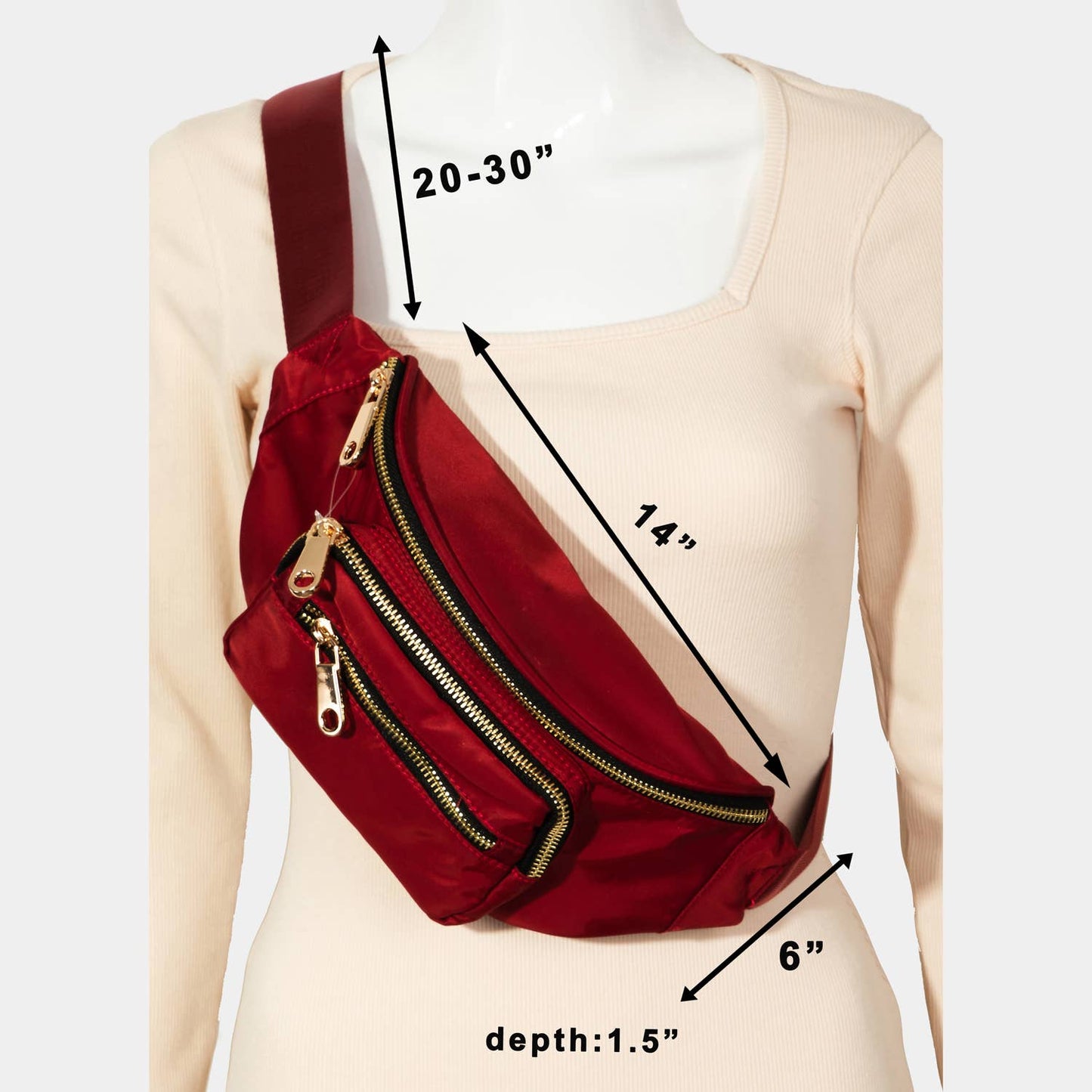 Triple Pocket Nylon Fanny Pack