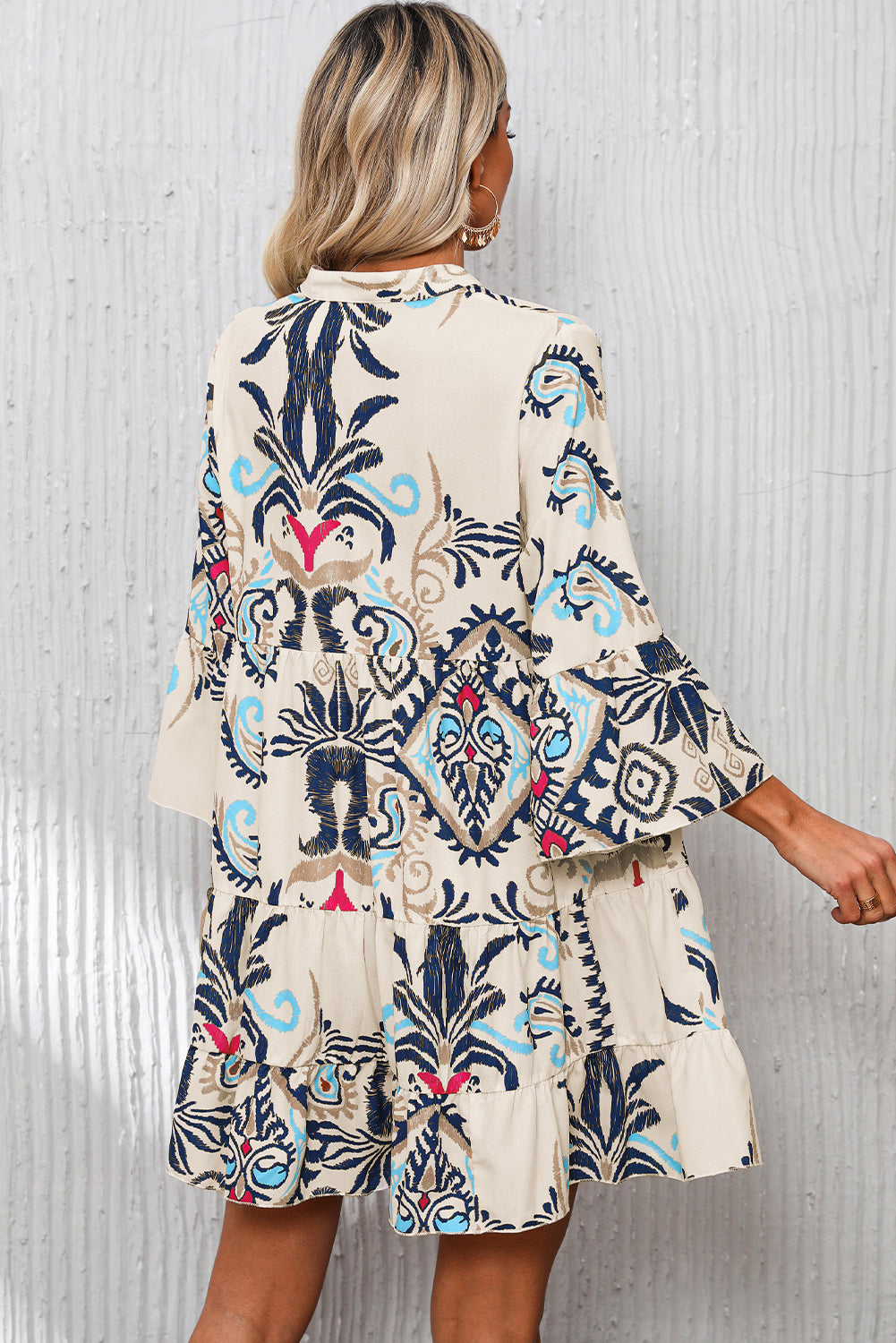 Beige Tribal Print Dress
