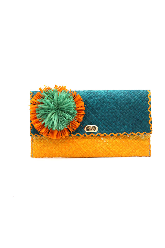 Holden Ombre Straw Envelope Clutch in Turquoise