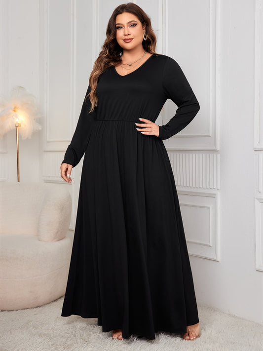 Plus Size Cutout Long Sleeve Maxi Dress