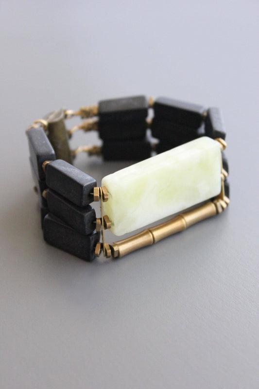 TLDB04 Black stone and jade bracelet