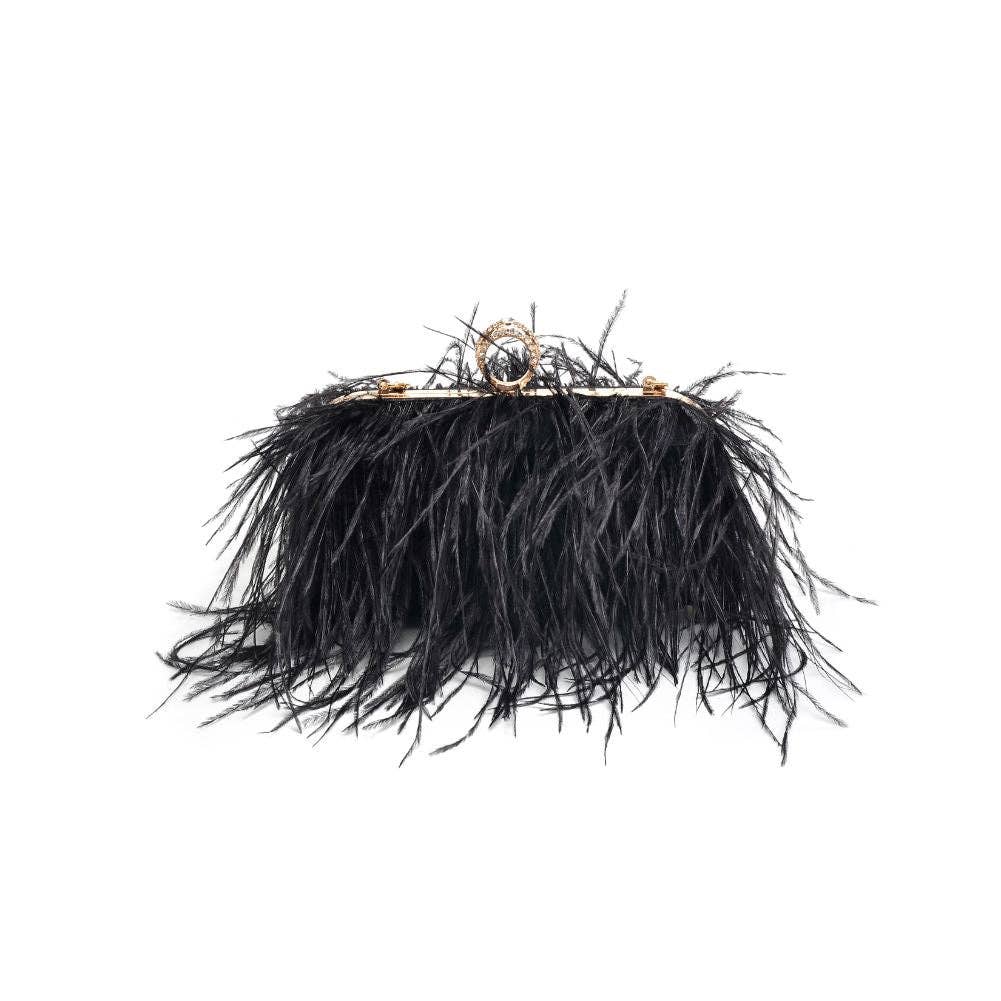 Black Harlow Feather Evening Bag