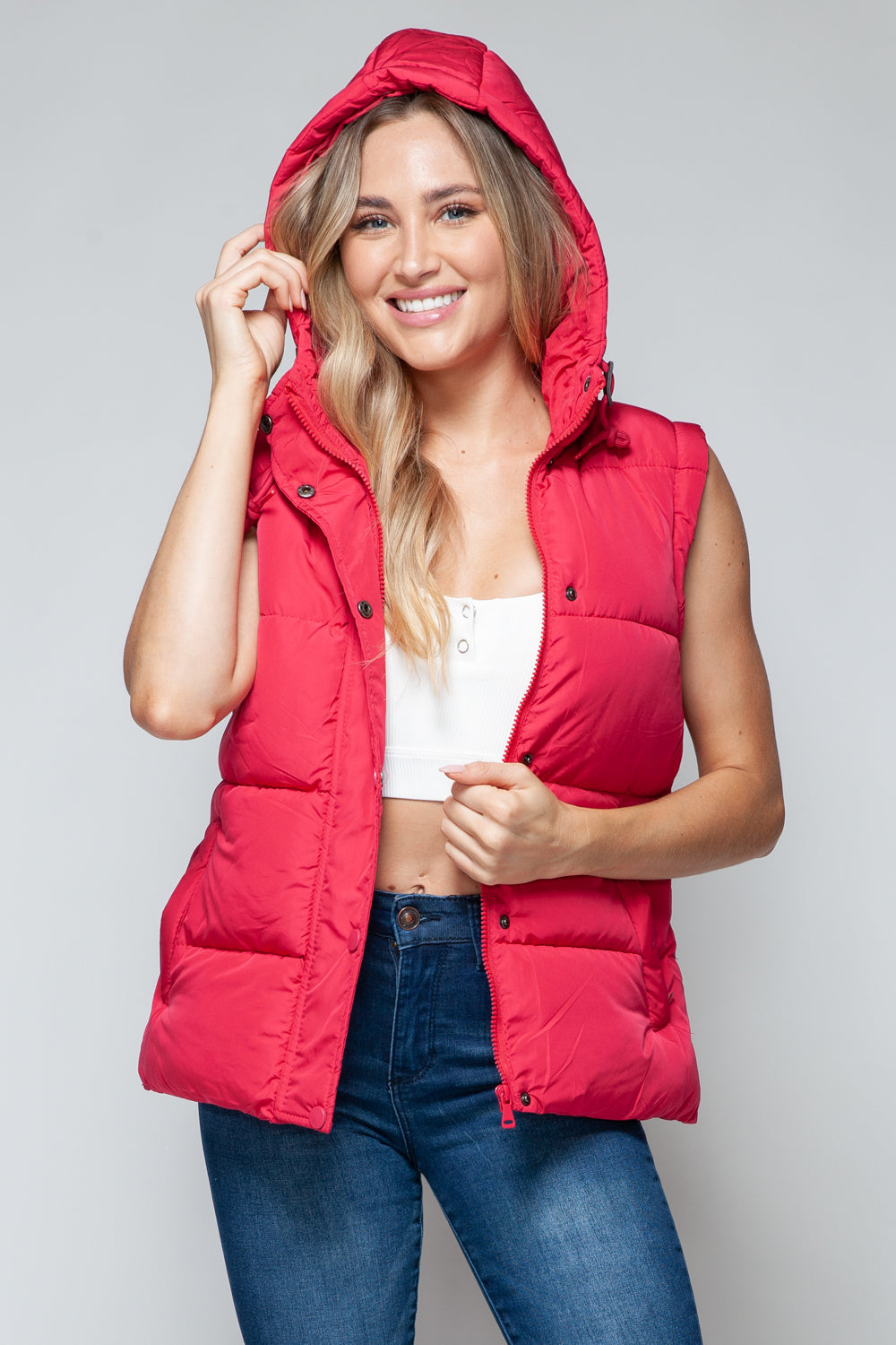 Snap and Zip Hooded Vest