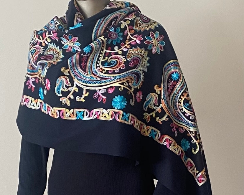 Vivid Paisely Embroidered scarf