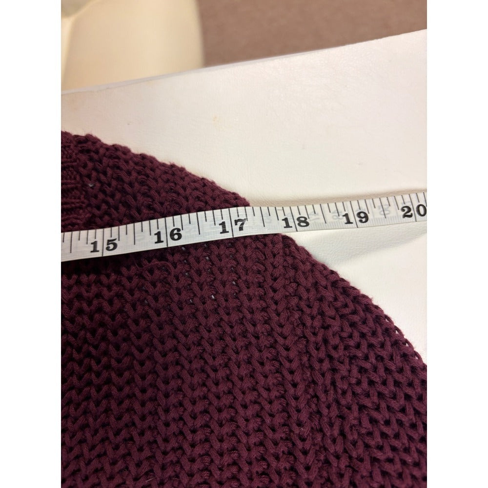 Free People Bell Sleeve Chunky Knit V-Neck Sweater Burgundy Maroon Sz S