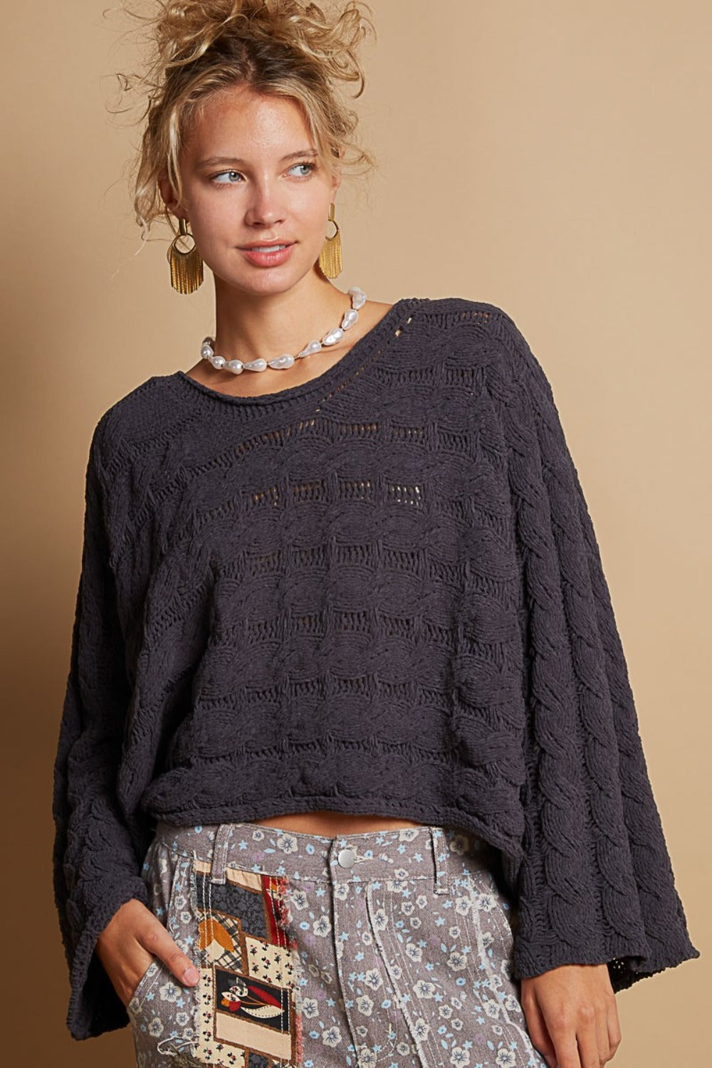 Cable Knit Cropped Sweater