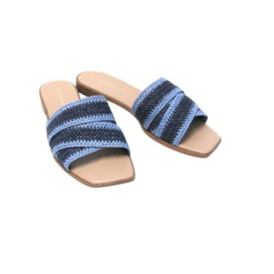 NIB BCBGeneration Lileen Flat Slide Sandal in Blue/Light Blue - Size 7M