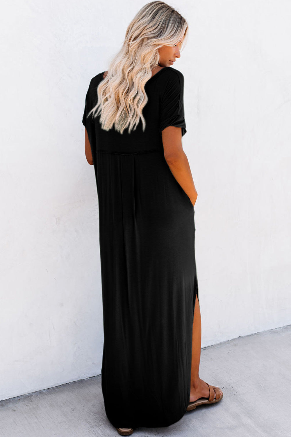 Black V Neck Loungewear Maxi Dress