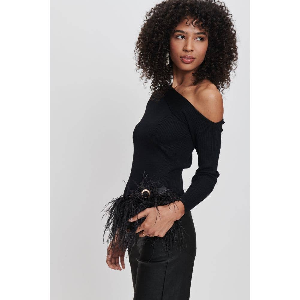 Black Harlow Feather Evening Bag