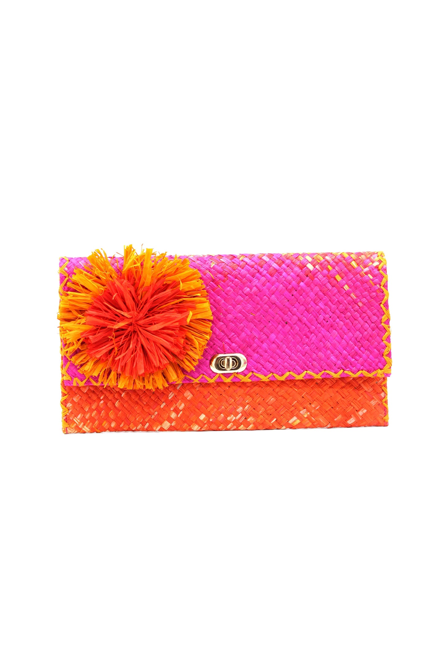 Holden Ombre Straw Envelope Clutch in Fuchsia