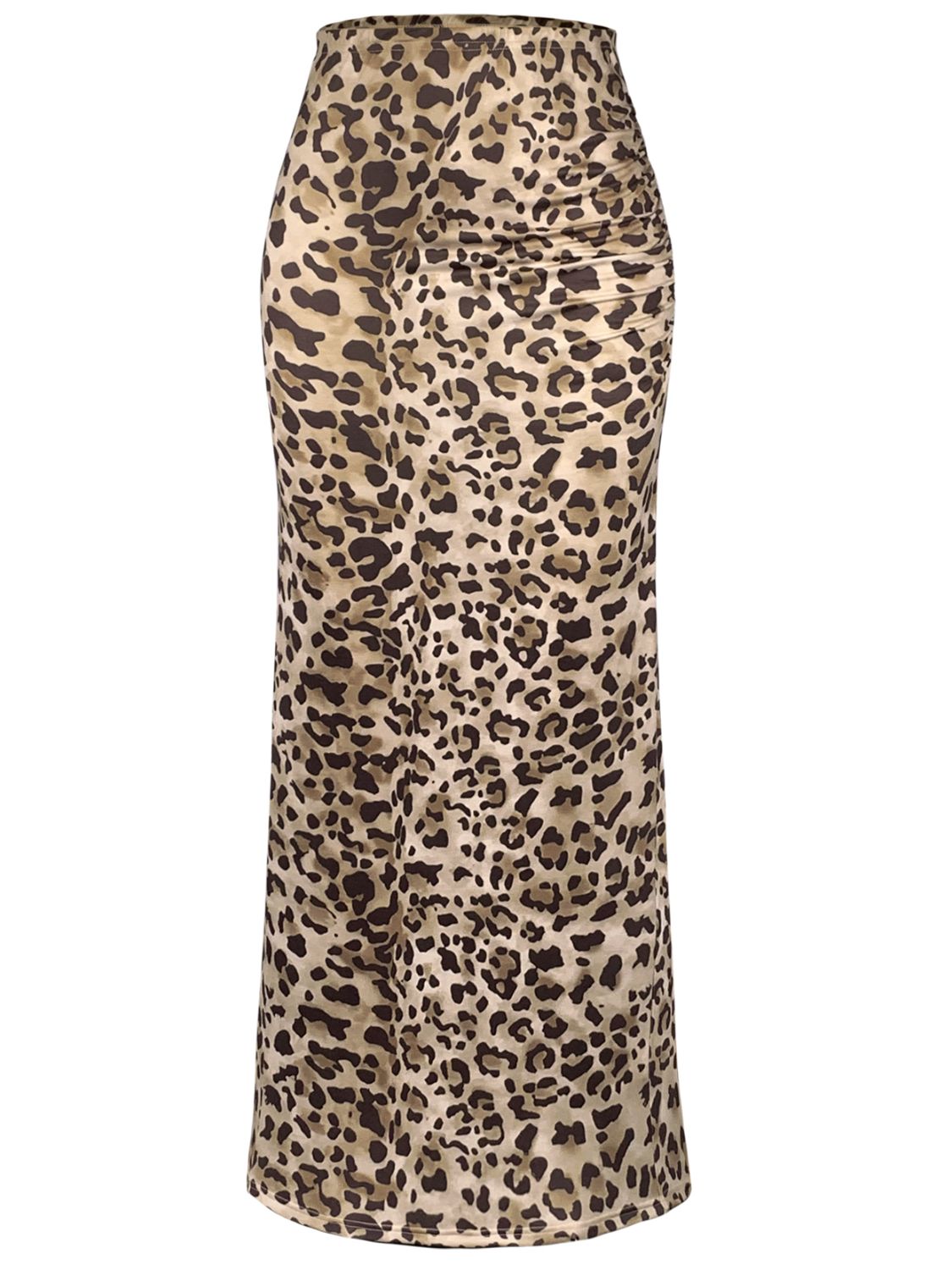 Slit Leopard Midi Skirt