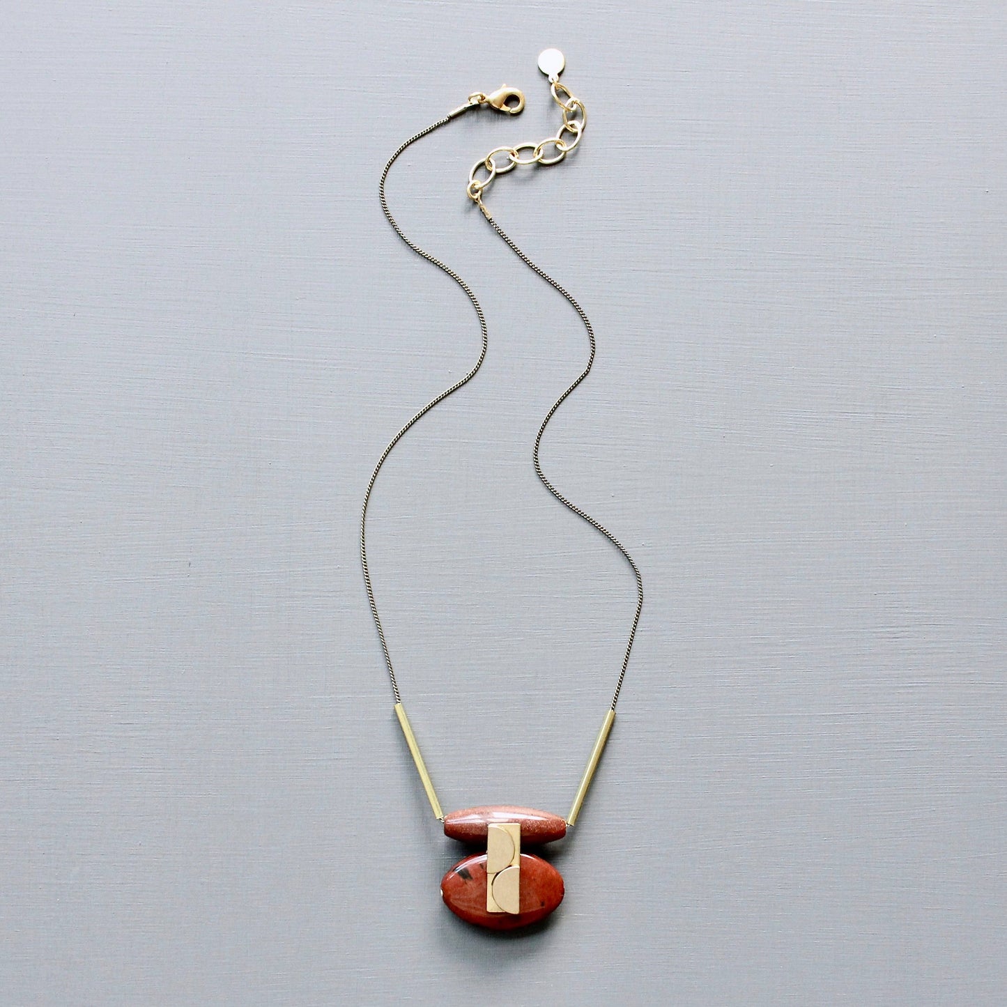 Jasper and Brass Art Deco Necklace