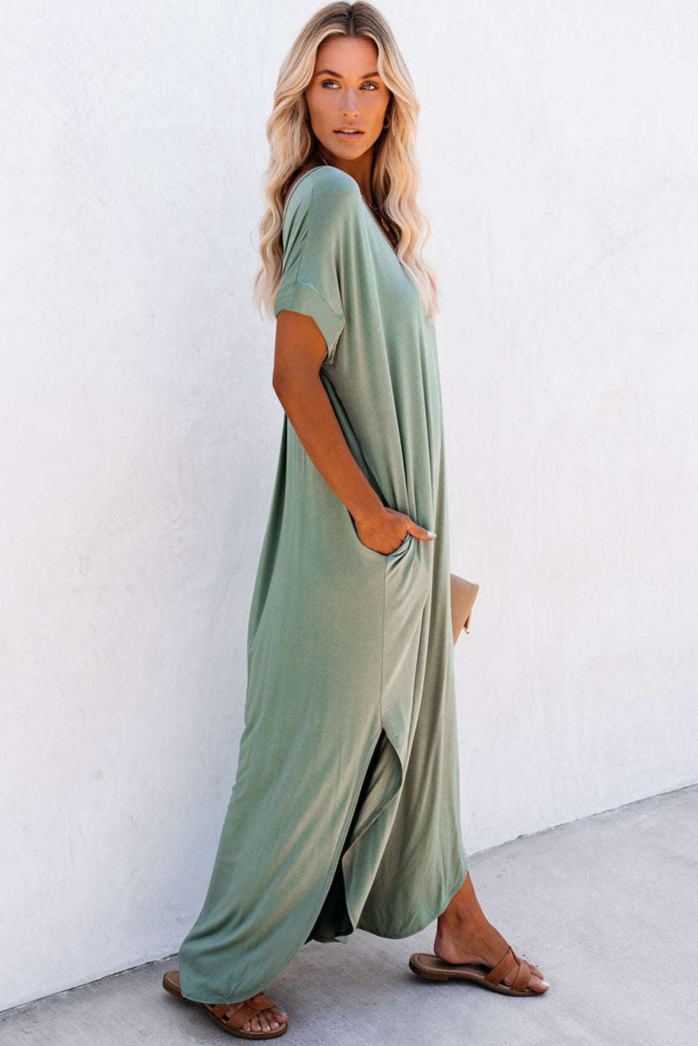 Black V Neck Loungewear Maxi Dress