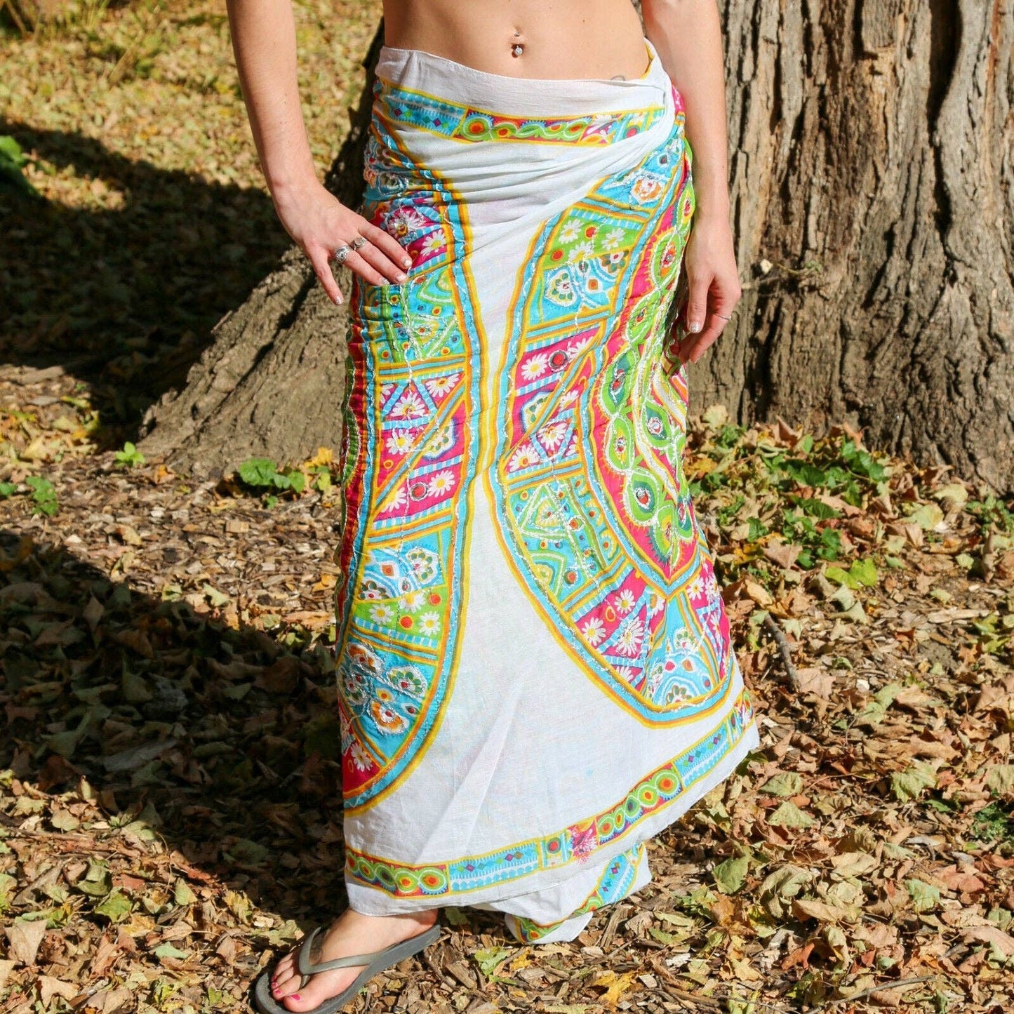 Mandala Embroidered Cotton Sarong