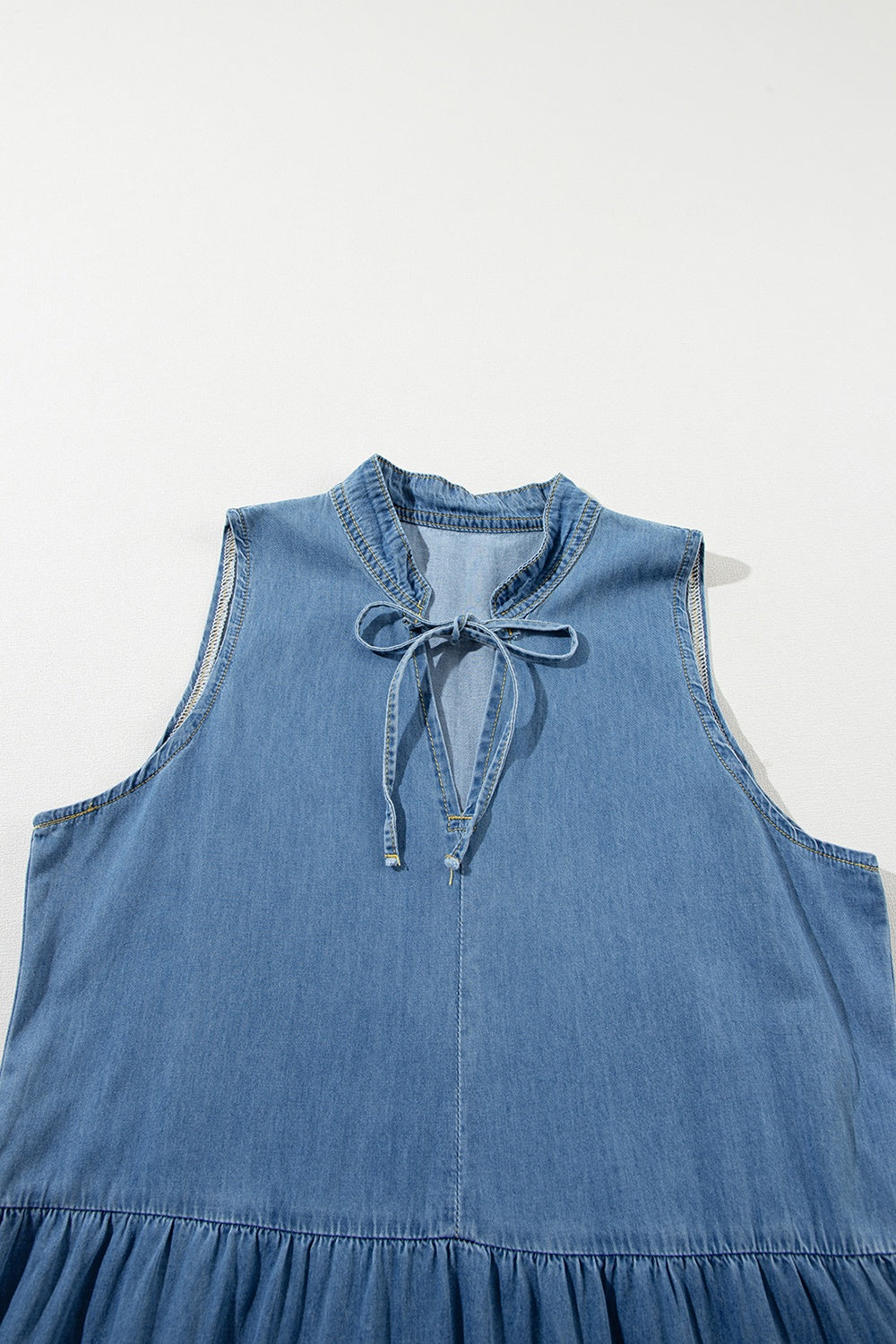 Tie Neck Denim Dress