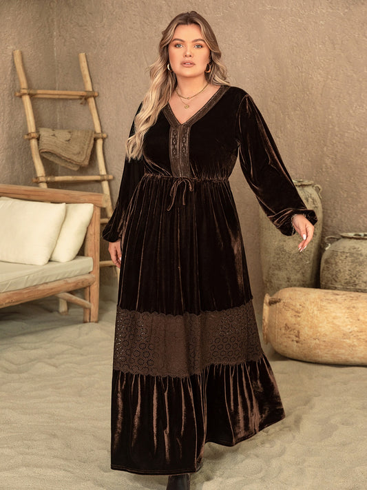 Plus Size Balloon Sleeve Maxi Dress