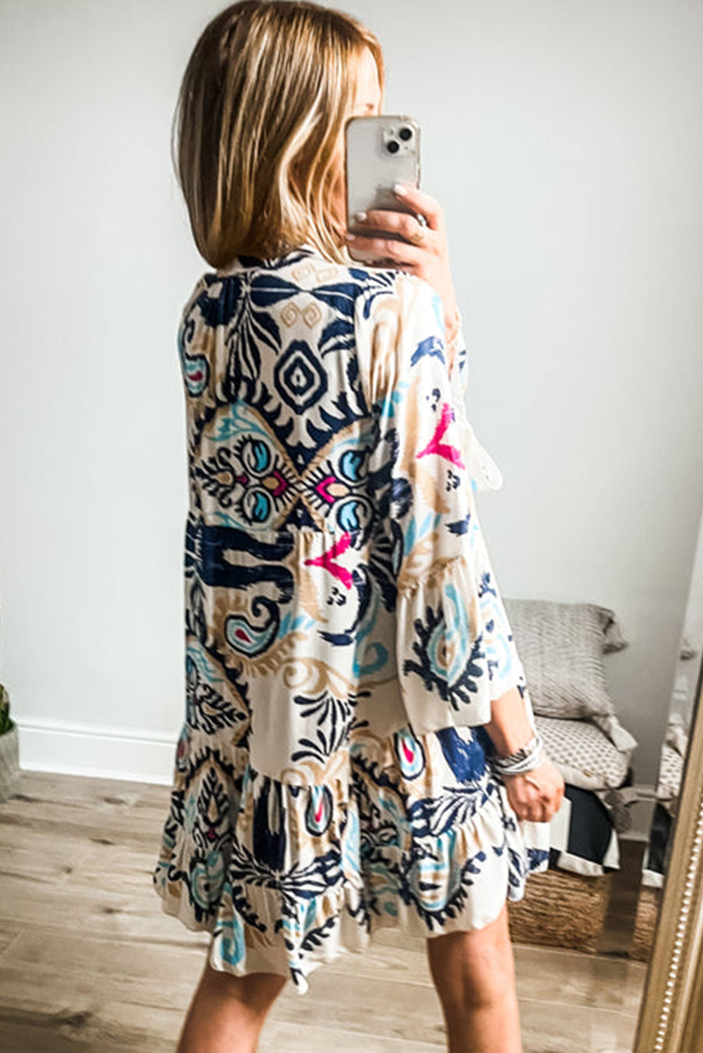 Beige Tribal Print Dress