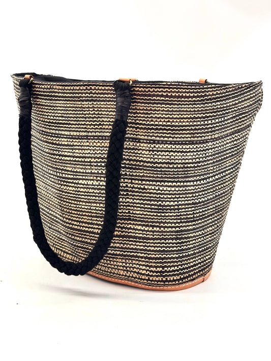 Brighton Melange Straw Beach Bag in Black