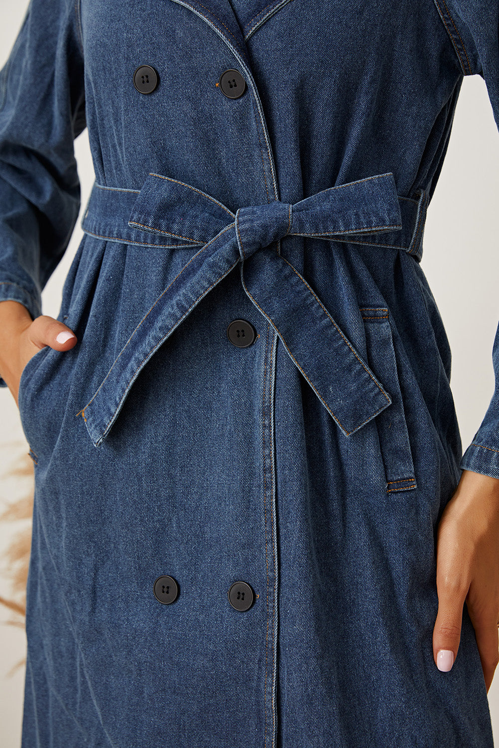 Long Denim Trench