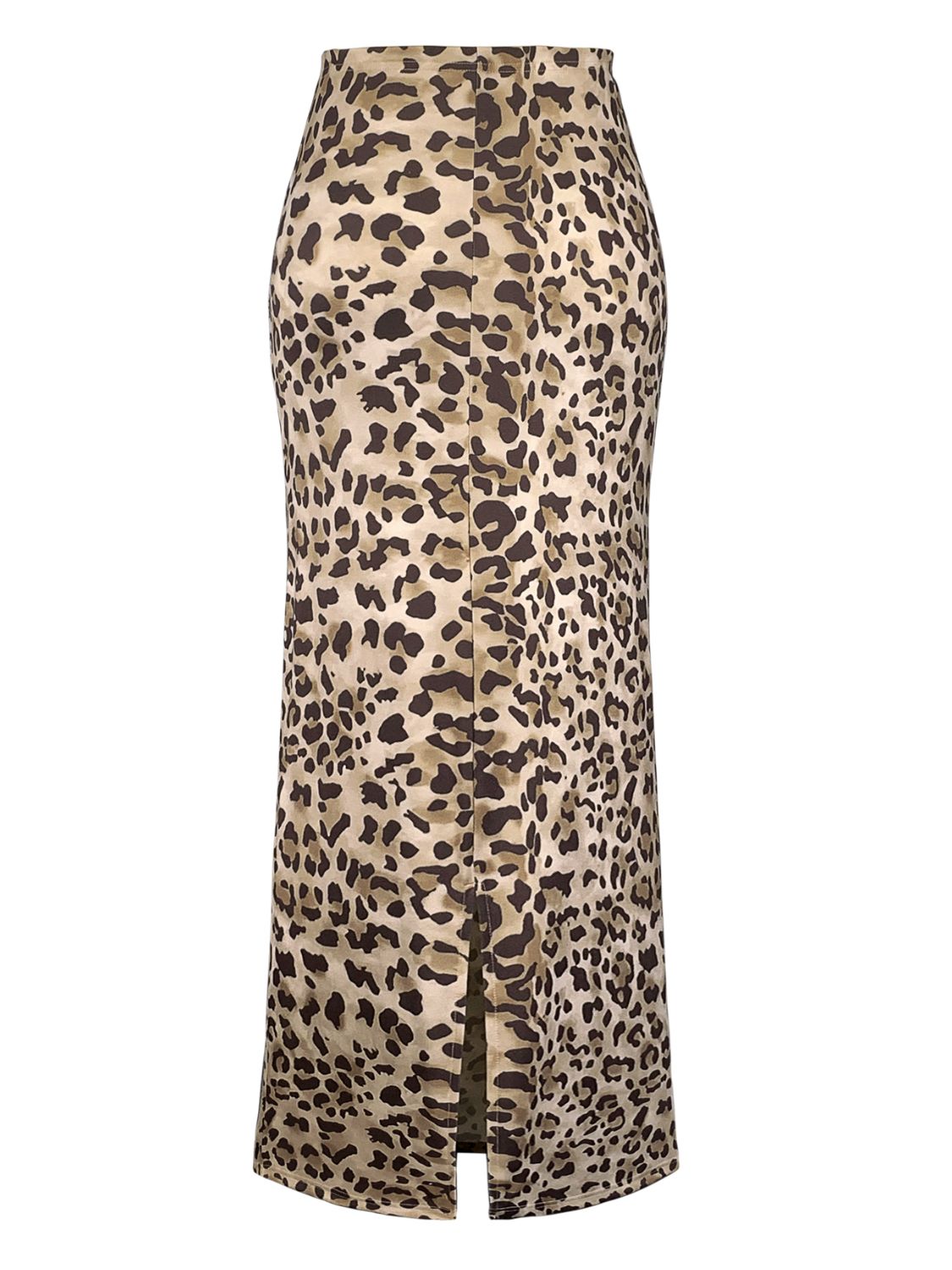 Slit Leopard Midi Skirt