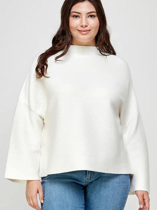 Plus Size Casual Ivory Sweater