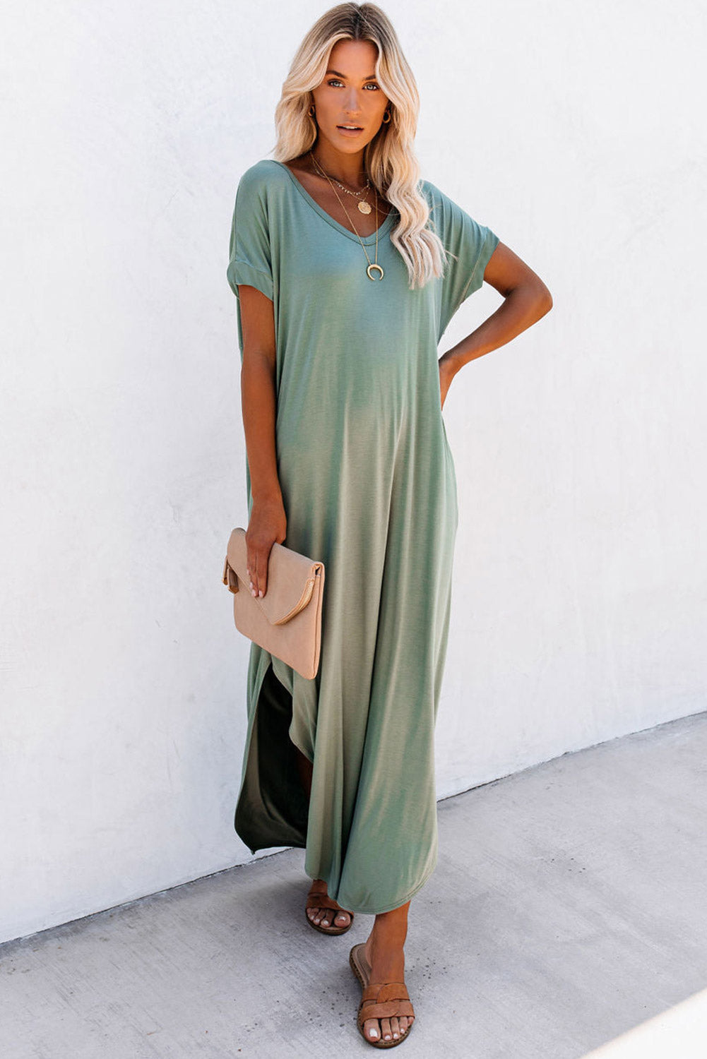 Black V Neck Loungewear Maxi Dress