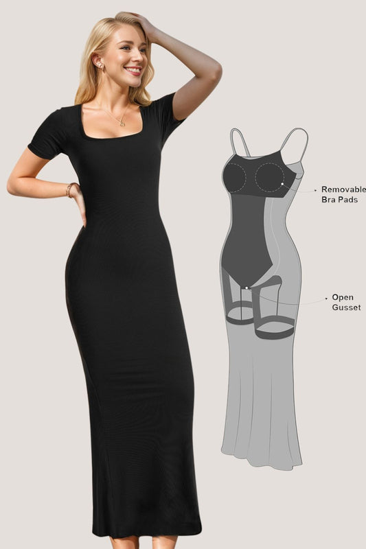 Basic Bae Built-In Shapewear Short Sleeve Maxi Dress