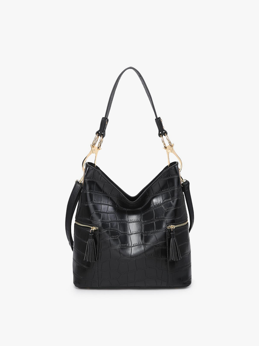 Rochelle Crocodile Print Hobo Bag