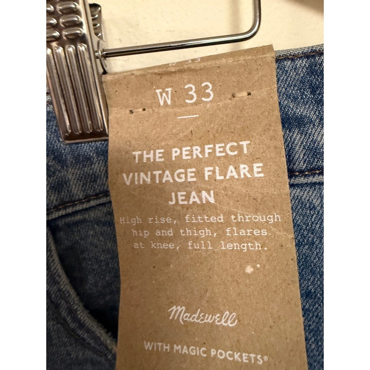 NWT Madewell The Perfect Vintage Flare Jeans Size W 33