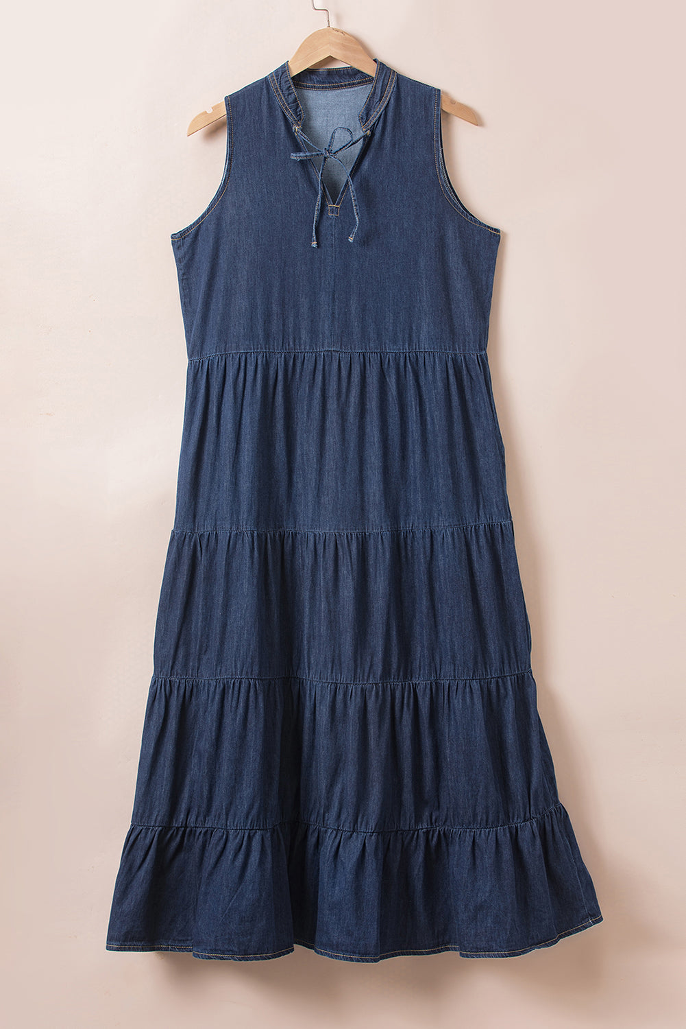 Tie Neck Denim Dress