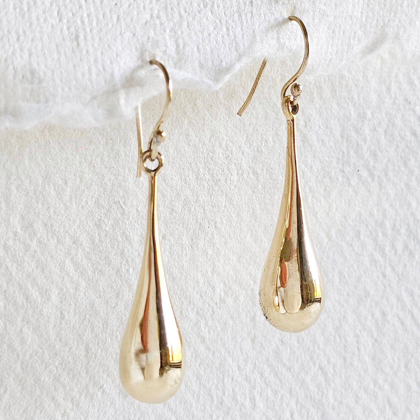 Brass droplet teardrop tear handing dangle earrings