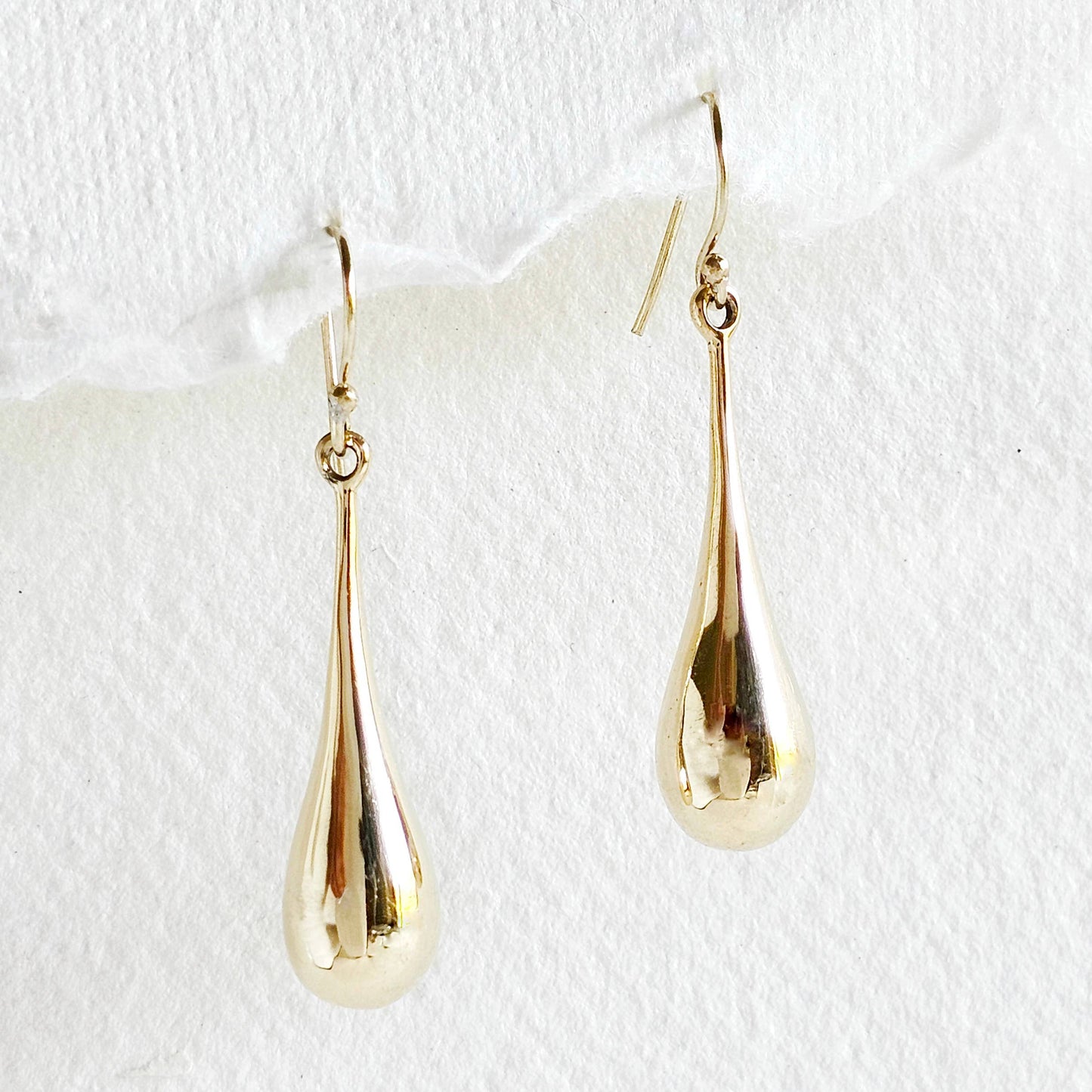 Brass droplet teardrop tear handing dangle earrings