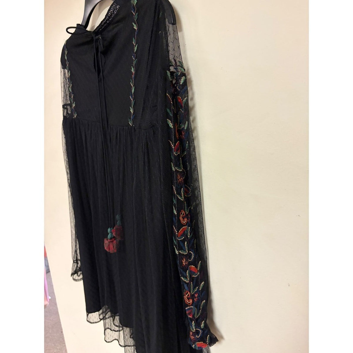 Pre-Loved Zara Embroidered Mesh Tulle Babydoll Mini Dress/Tunic Size XS