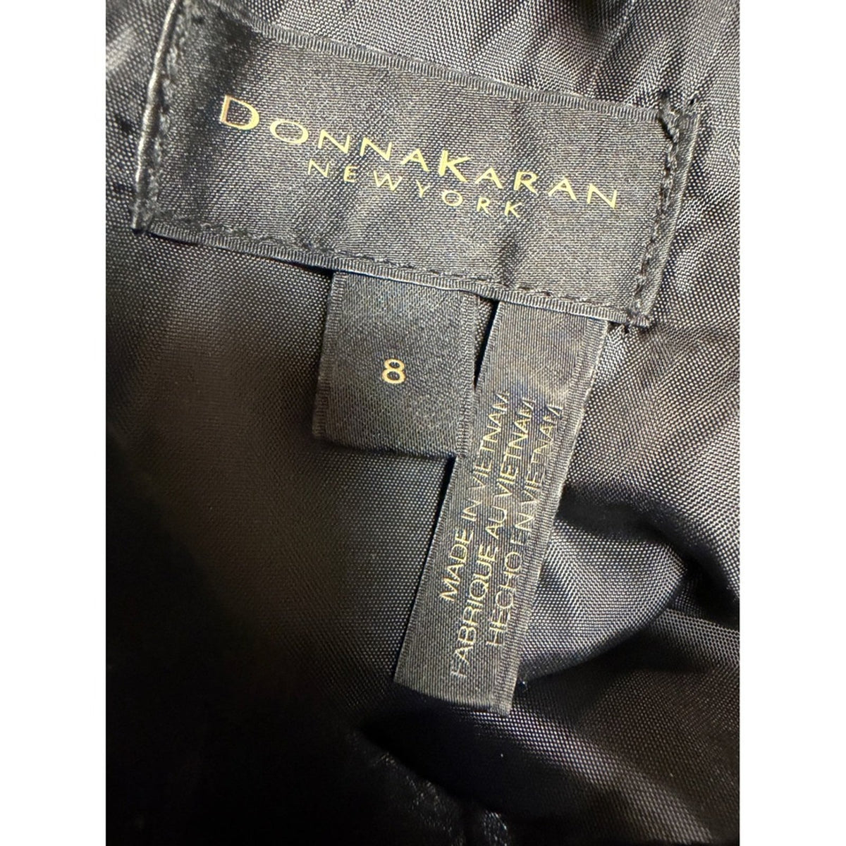 NWOT Donna Karan Black Beaded Embroidered Organza Cocktail Dress Size 8