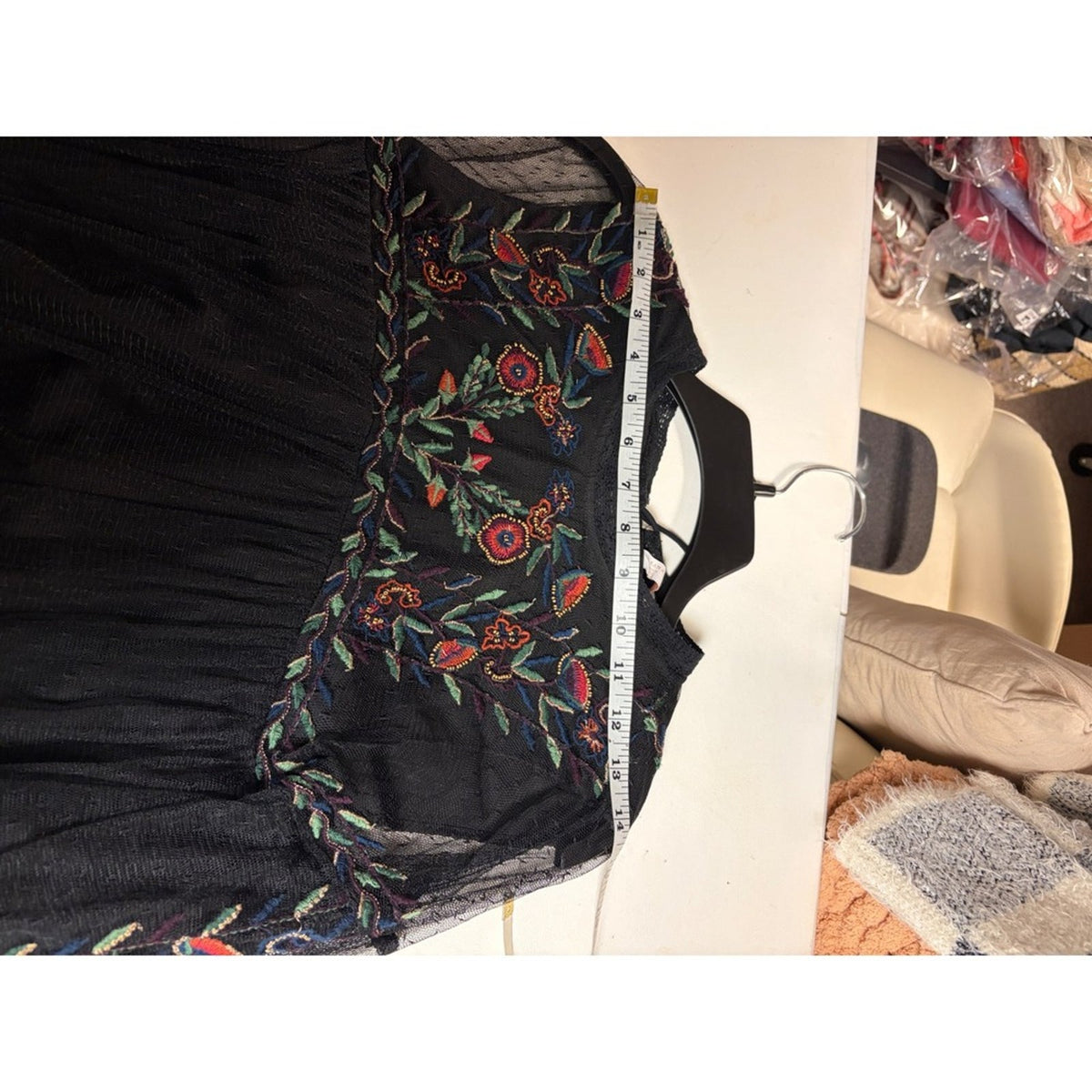 Pre-Loved Zara Embroidered Mesh Tulle Babydoll Mini Dress/Tunic Size XS