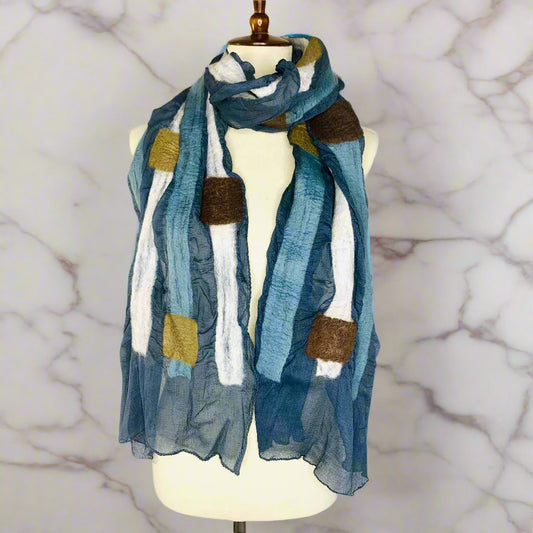 Squares & Stripes - Blue/Gray Scarf